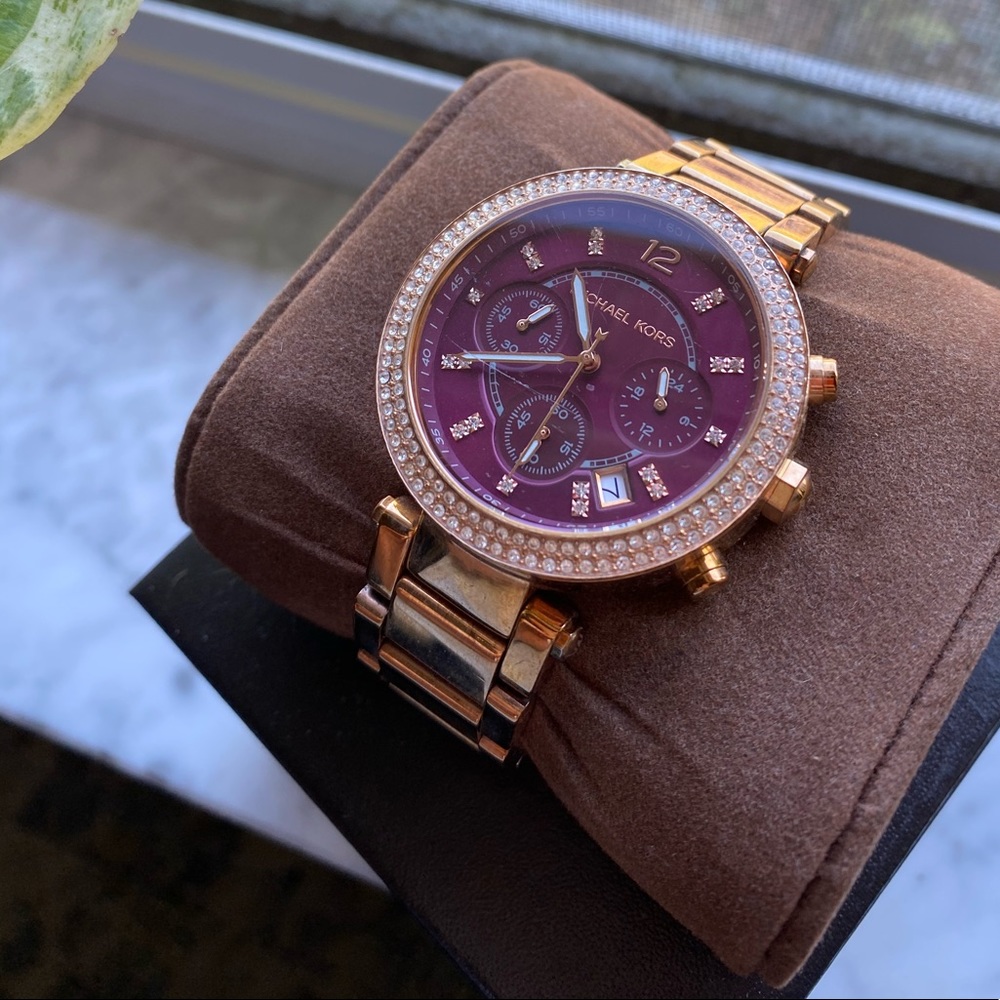 Michael Kors Watch - maroon & rose gold